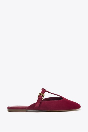 SPLIT SUEDE SLINGBACK SHOES WITH STRAP - Red by Zara - Image 0
