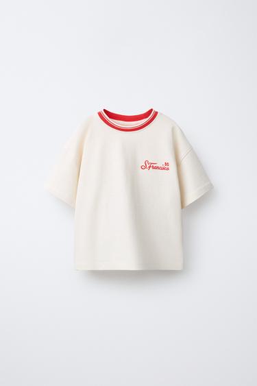 T-SHIRT À INSCRIPTION BRODÉE - Blanc de Zara - Image 0