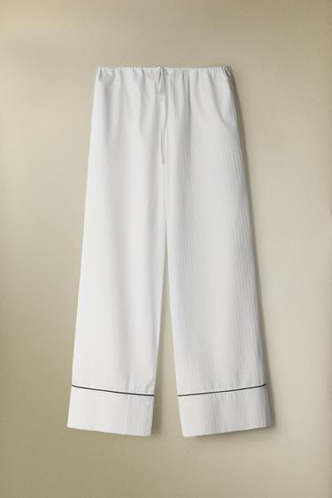 PANTALON JACQUARD RAYURES - Blanc cassé de Zara - Image 5