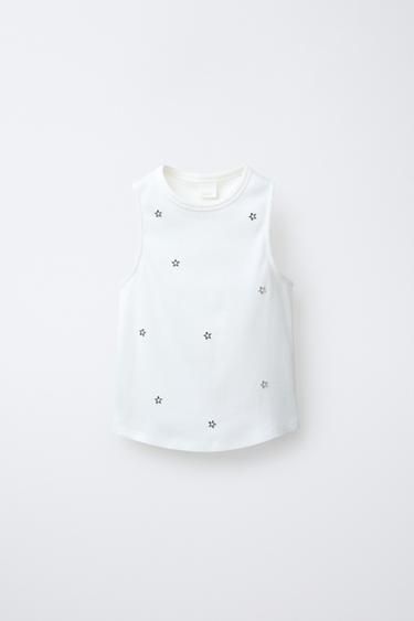 CAMISETA TACHAS - Blanco de Zara
