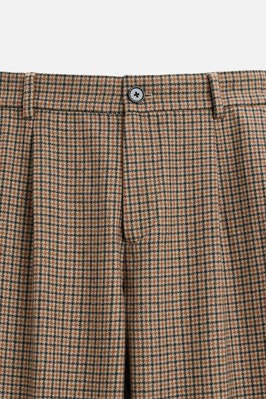 CHECK TROUSERS WITH PLEATS - camel by Zara - Image 7