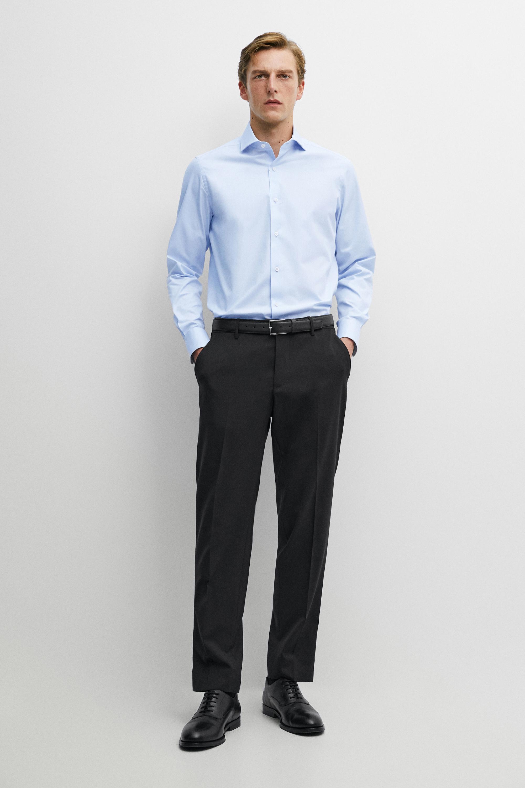 Slim fit 100% cotton shirt — Green stripe