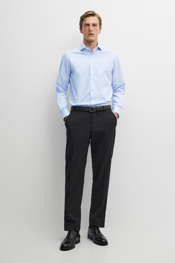Zara Slim fit 100% cotton shirt - Green stripe - Image 0
