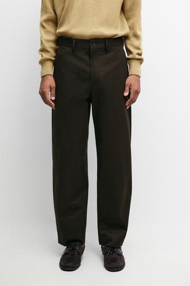 100% cotton wide-leg pants — Brown 2