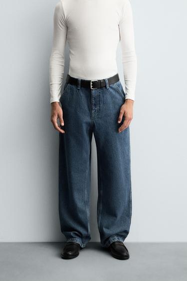 PANTALON CHINO DENIM - Bleu de Zara