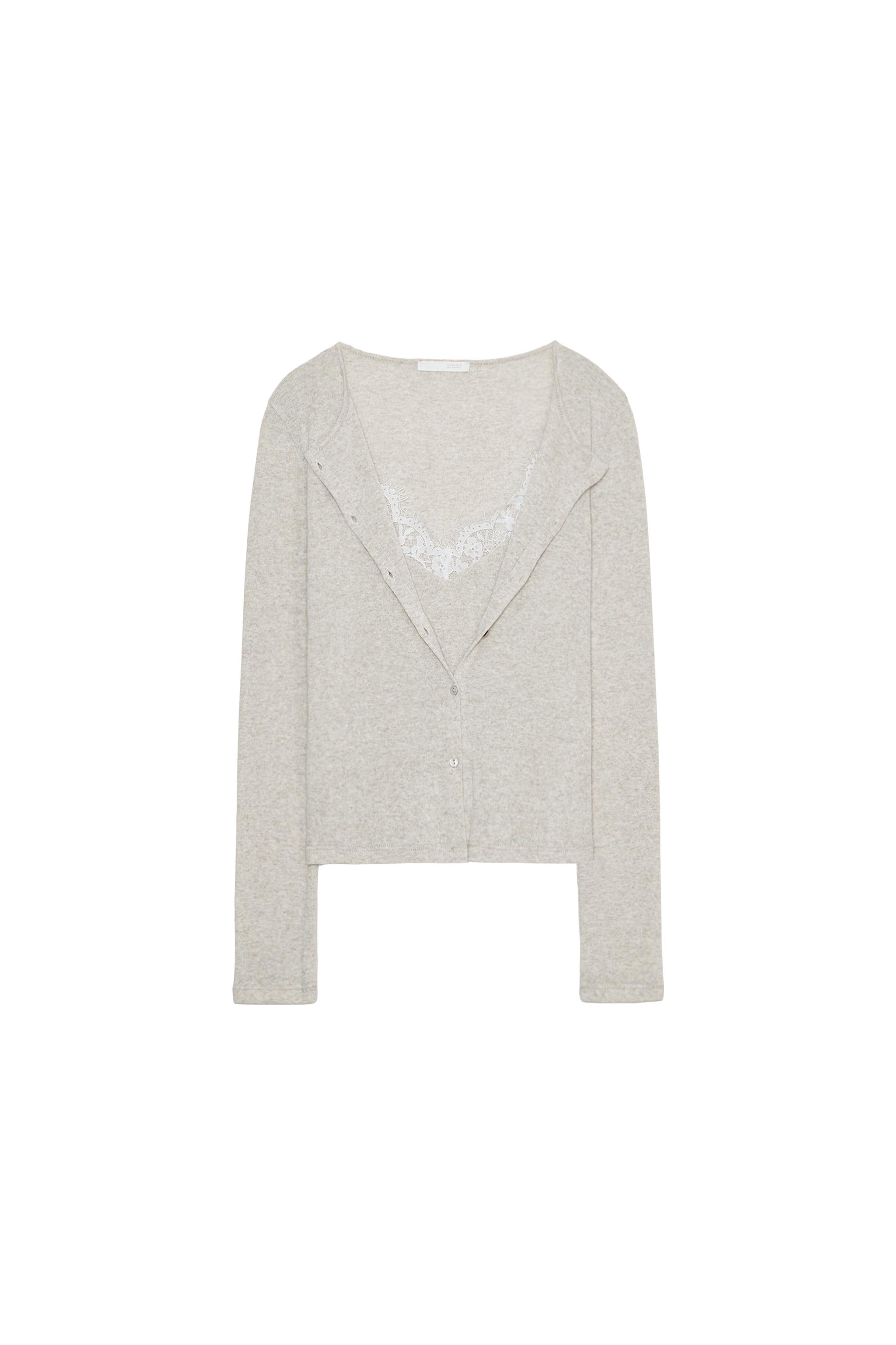 LACE COMBINATION JACKET TOP - Sand / Marl | ZARA United States