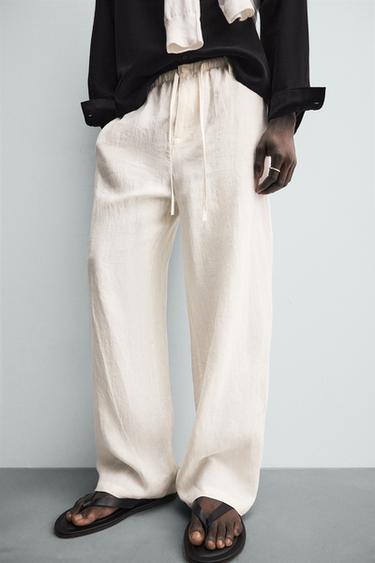 PANTALON 100 % LIN COUPE DÉCONTRACTÉE - Écru de Zara - Image 4