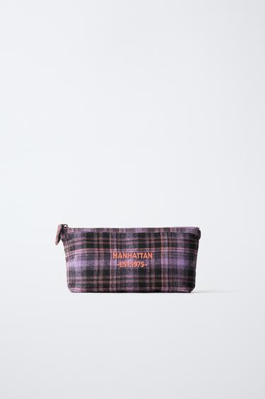 CHECK TOILETRY BAG - Purple by Zara