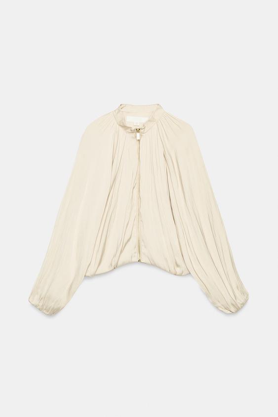 CAZADORA SATINADA CREMALLERA - Beige de Zara - Imagen 0