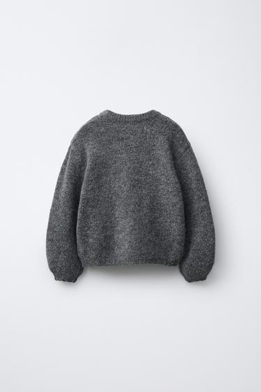 KNIT BEAR JUMPER - Grey marl by Zara - Image 1
