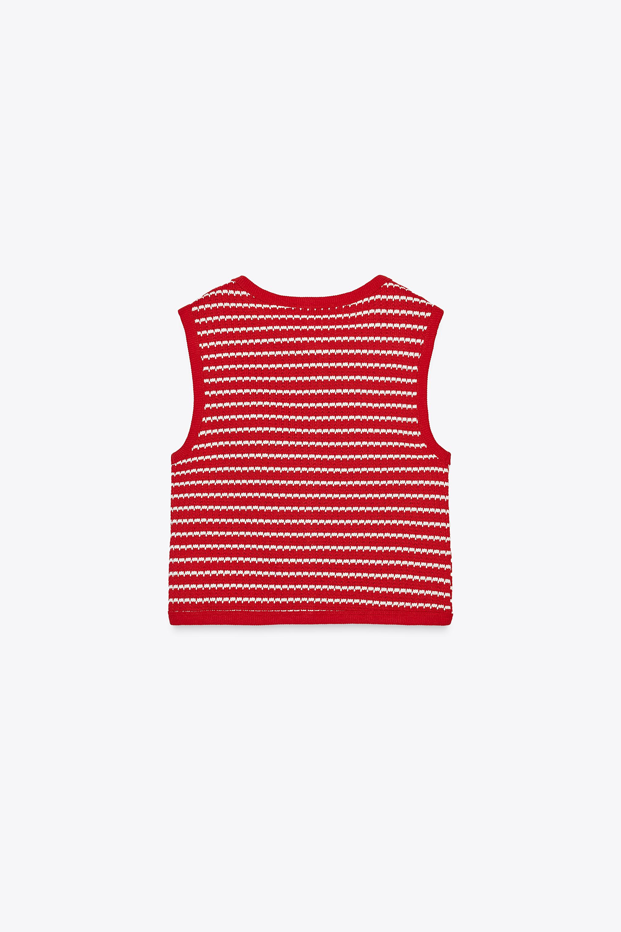 BUTTONED JACQUARD VEST TOP - Blue / White | ZARA United States BUTTONED JACQUARD VEST TOP - Blue / White | ZARA United States