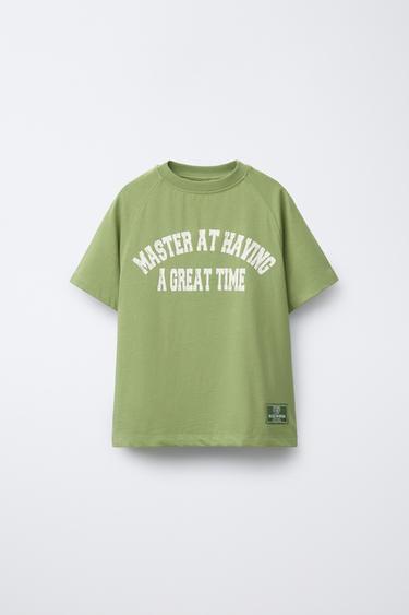 SLOGAN PRINT T-SHIRT AND BERMUDA SHORTS SET - Light green by Zara - Image 1