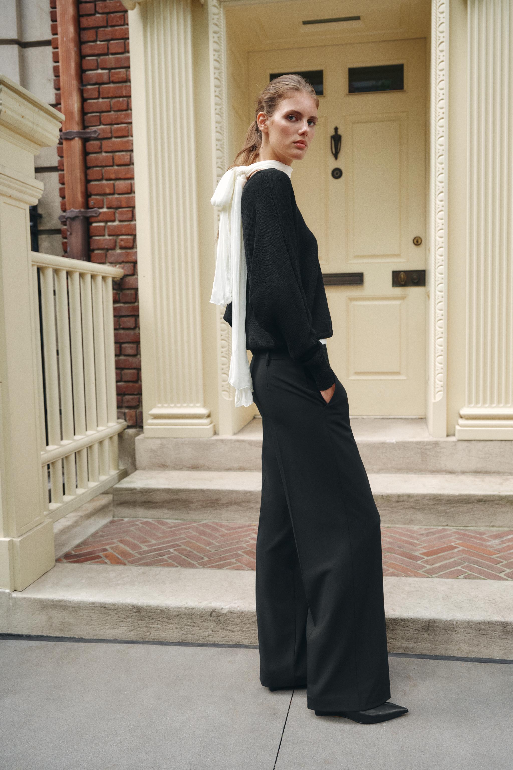 Zara Çift Belli Geniş Paça Pantolon görsel 5