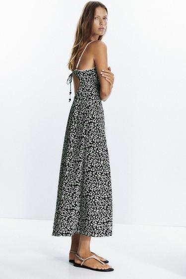 FLORAL PRINT MIDI DRESS - Black / Ecru by Zara - Image 5