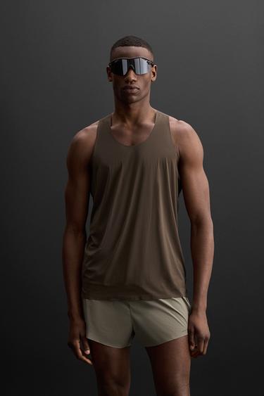 LIGHTWEIGHT TECHNICAL TANK TOP - Dark brown by Zara