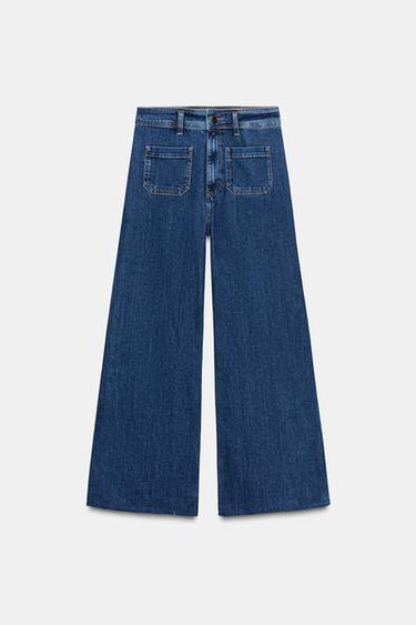 JEANS ZW COLLECTION WIDE LEG TIRO ALTO - Azul de Zara
