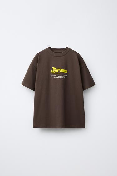 SURF VIBES RAISED T-SHIRT - Brown by Zara