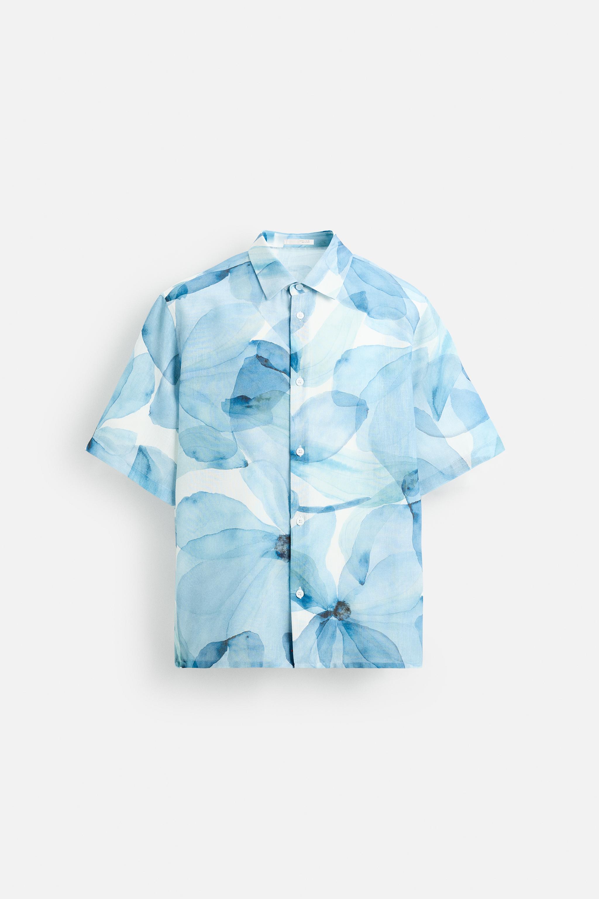 【60％OFF】 PRINT ABSTRACT SHIRT States United ZARA | Blue - 置物
