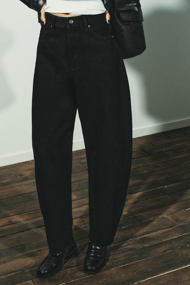 HIGH-WAIST TRF BARREL JEANS - Black by Zara