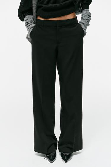 LOW-RISE STRAIGHT LEG PANTS — Black 1