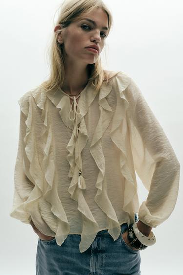 ROMANTIC RUFFLED BLOUSE - Butter by Zara - Image 6