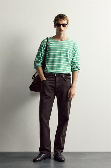 Zara PRUGASTA JACQUARD MAJICA AARON LEVINE X ZARA – zelena / svetlosmeđa