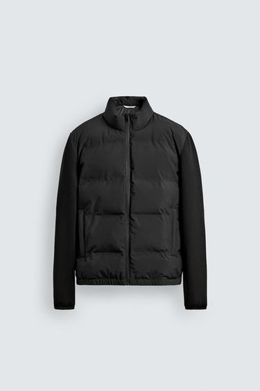 VATERET JAKKE MED KOMBINEREDE MATERIALER - Sort fra Zara