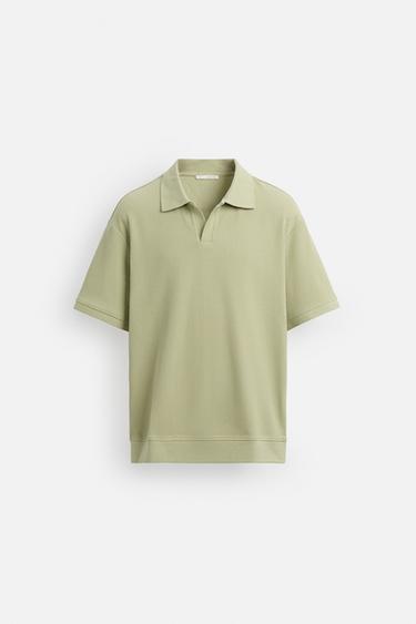 VERTICAL TEXTURED POLO SHIRT - Light green by Zara