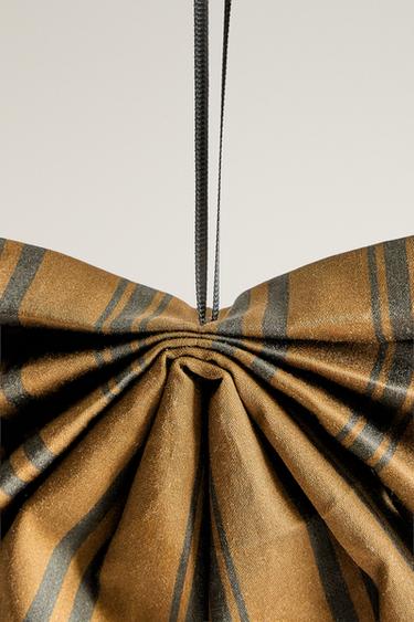 STRIPED BOW CHRISTMAS ORNAMENT — Beige 2