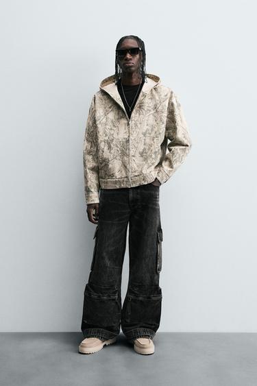 DENIM CARGO TROUSERS WITH POCKETS - Charcoal by Zara