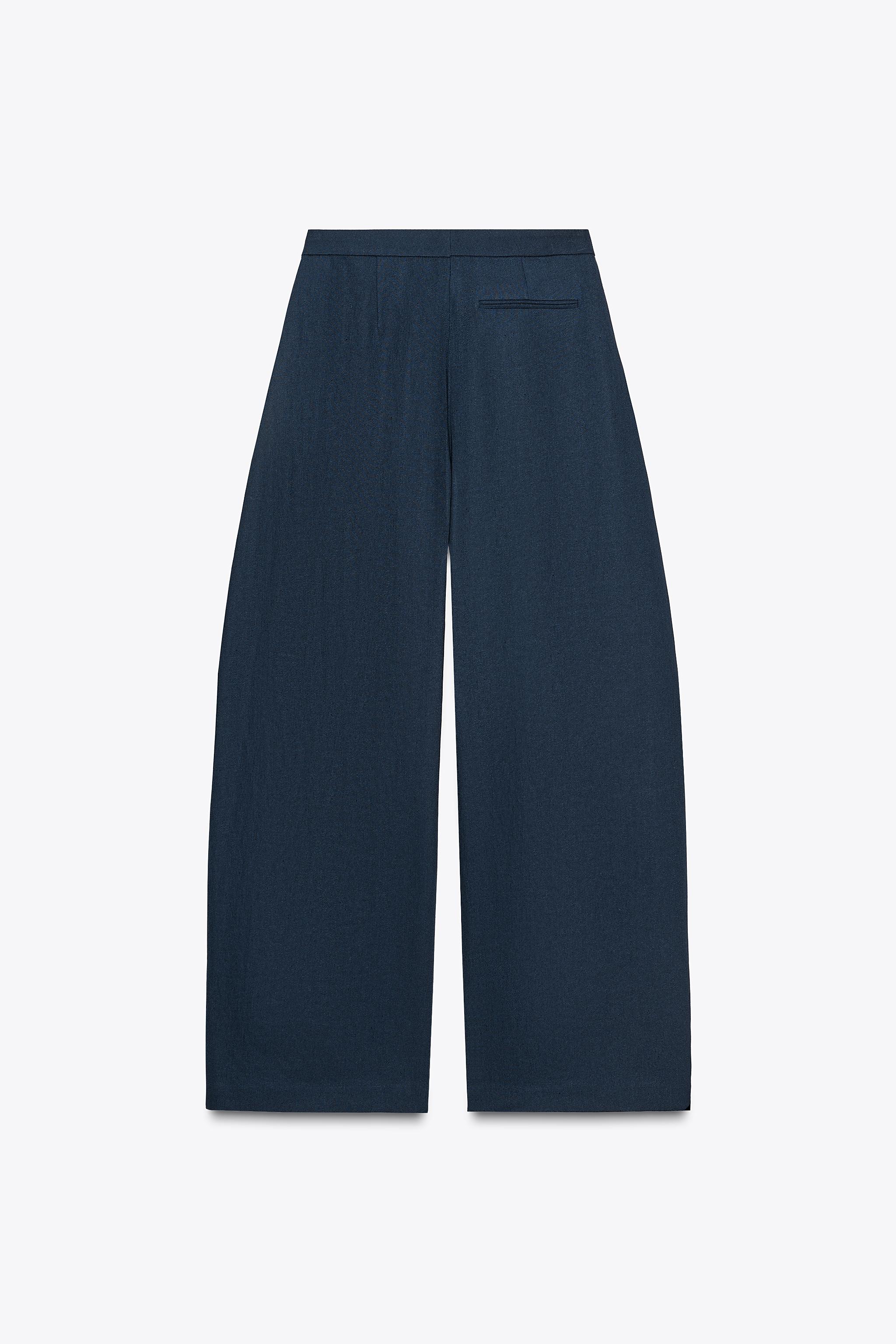 BALLOON リネン パンツ ZW COLLECTION - ネイビーブルー | ZARA