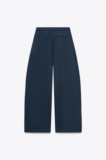 PANTALON BALLON EN LIN ZW COLLECTION - Bleu marine de Zara - Image 7
