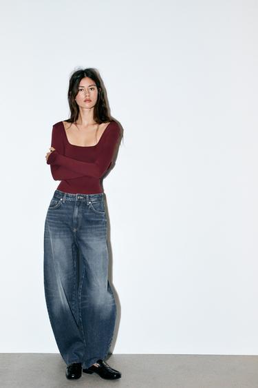 BODY EN POLYAMIDE À ENCOLURE CARRÉE - Vin de Zara