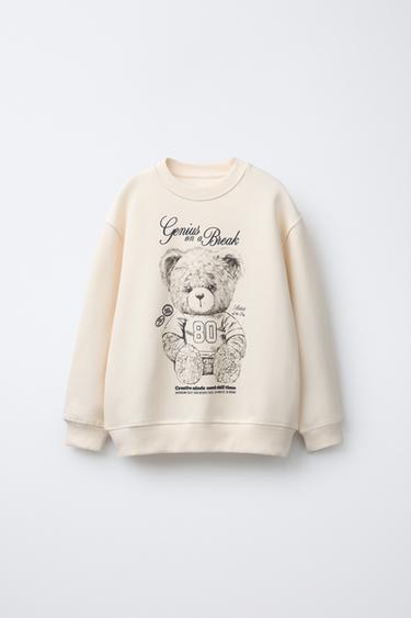 SWEATSHIRT COM ESTAMPADO DE URSO - Cru da Zara