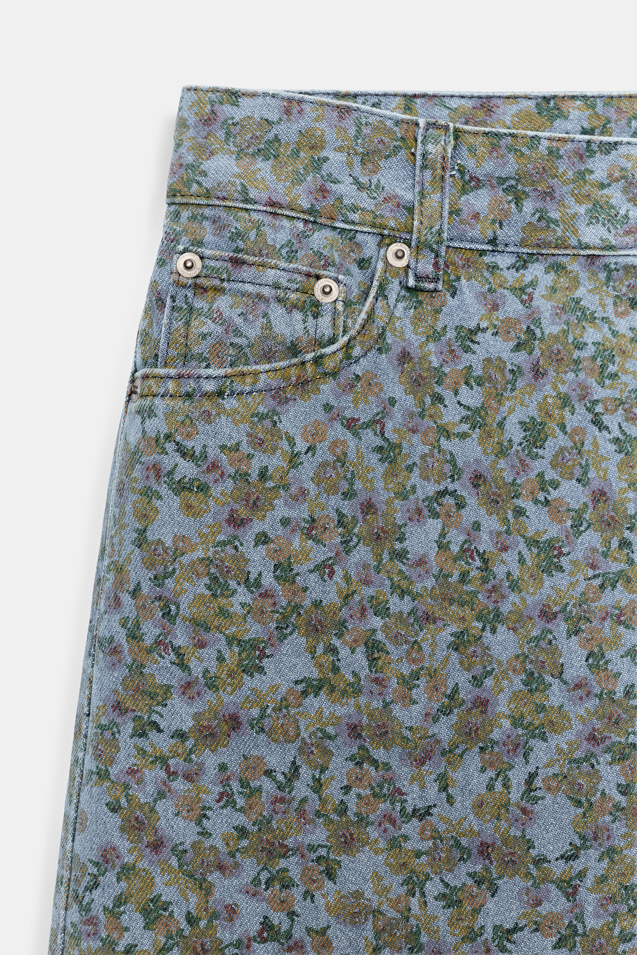 ZW COLLECTION BARREL HIGH-WAIST FLORAL JEANS