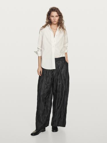 Pantalon large effet plissé et froissé - Noir de Zara - Image 0