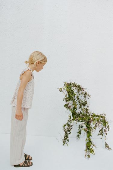 STRIPED STRAIGHT-LEG TROUSERS - Light blue by Zara