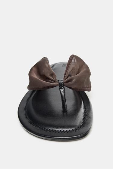 MESH FLAT SANDALS - Chocolate Brown by Zara - Image 3