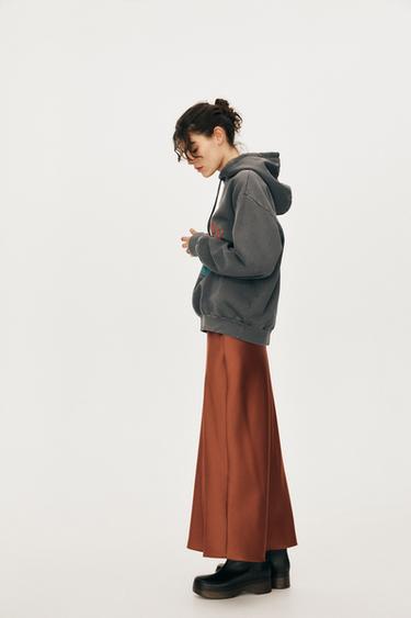 JUPE MI-LONGUE SATINÉE - rouille-foncé de Zara - Image 2