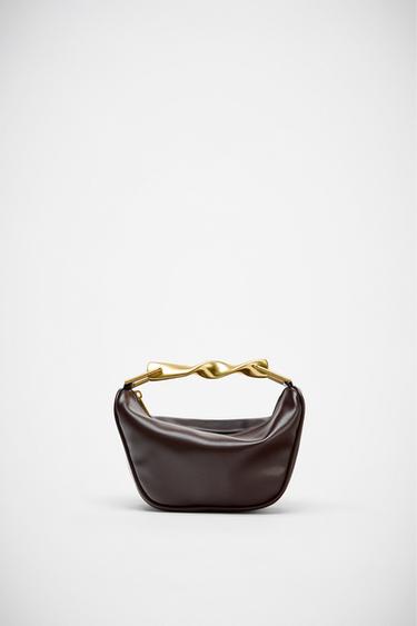 MINI BAG WITH METAL HANDLE - Burgundy Red by Zara