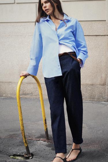 PANTALÓN CHINO CINTURÓN TRENZADO - Índigo de Zara