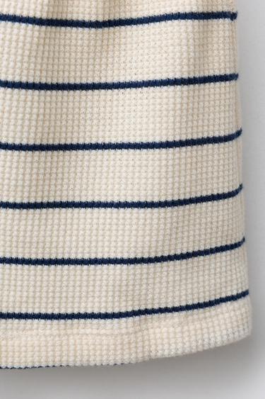 STRIPED WAFFLE BERMUDA SHORTS - Light ecru by Zara - Image 3
