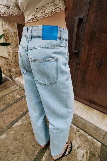 Z1975 MID-WAIST WIDE-LEG JEANS WITH PRESSED CREASE - Light blue by Zara - Image 5
