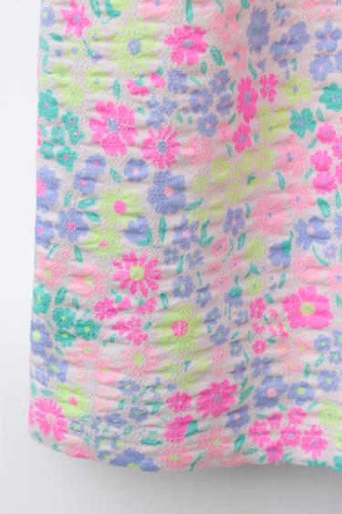 SMOCKED FLORAL PRINT DRESS - Fuchsia by Zara - Image 3