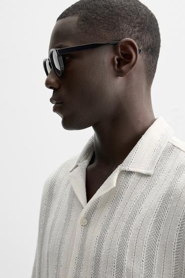 STRIPED TEXTURED SHIRT - Grey by Zara - Image 4