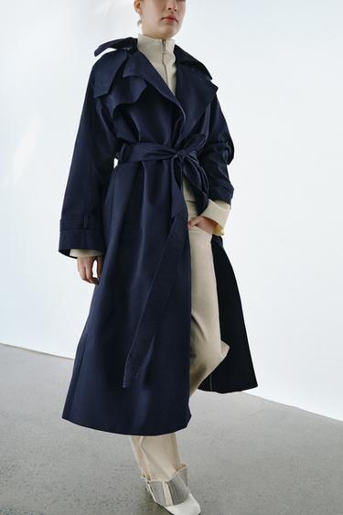 ZW COLLECTION OVERSIZE TRENCH COAT WITH BELT - Blue by Zara - Image 1