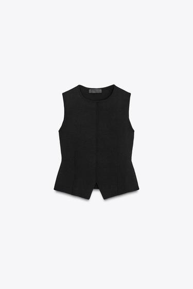 PEPLUM KNIT TOP - Black by Zara