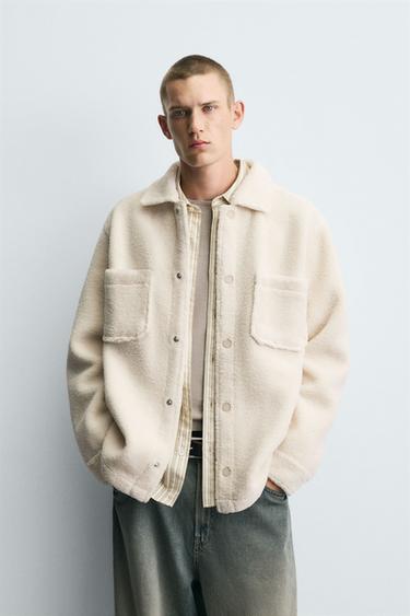 TEDDY OVERSHIRT MET ZAKKEN - Ecru van Zara