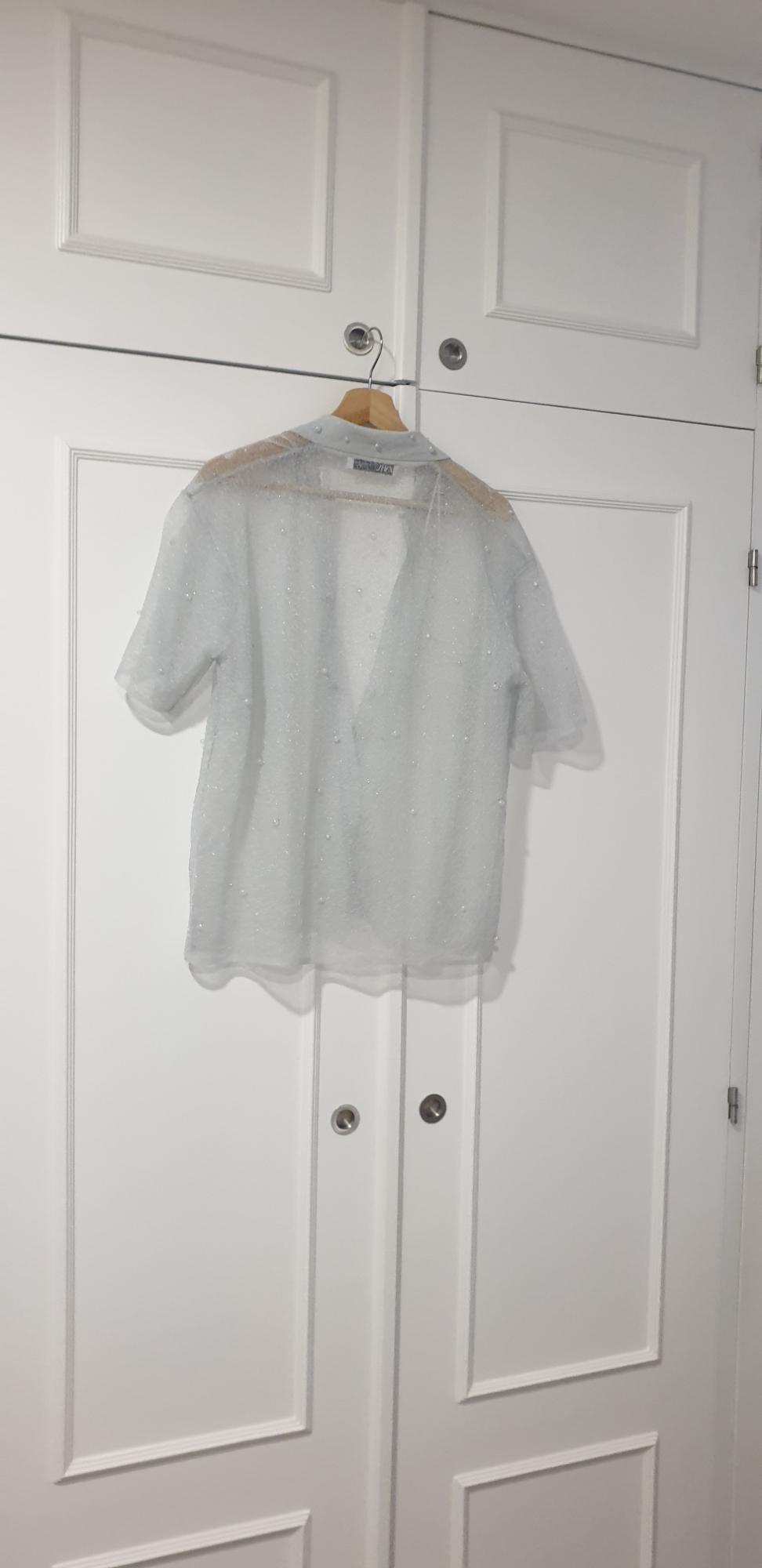 SEMI-SHEER KNIT SHIRT WITH FAUX PEARLS - Image 5