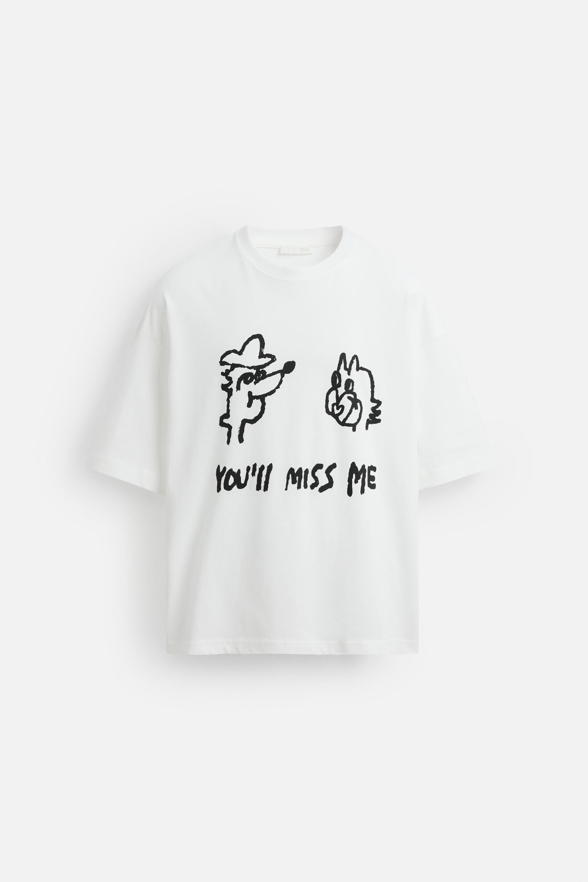 ★ドイツ発*ZARA*新作*コントラストプリントTシャツ/RH★ コントラストプリント Tシャツ - エクリュ | ZARA Japan / 日本